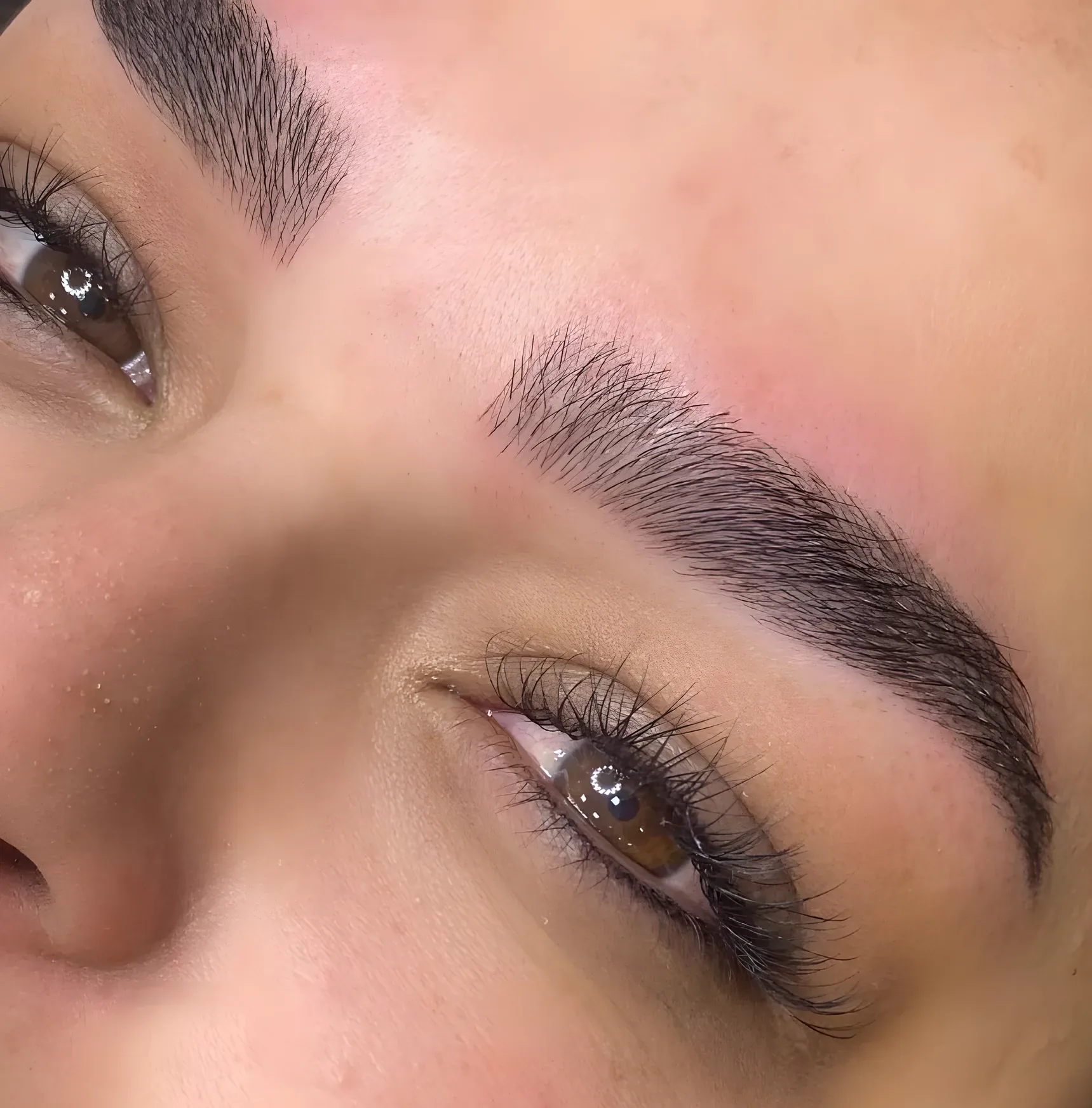 Sobrancelha com nanopigmentação fio a fio, em close